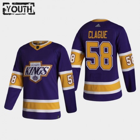 Los Angeles Kings Kale Clague 58 2020-21 Reverse Retro Authentic Shirt - Kinderen